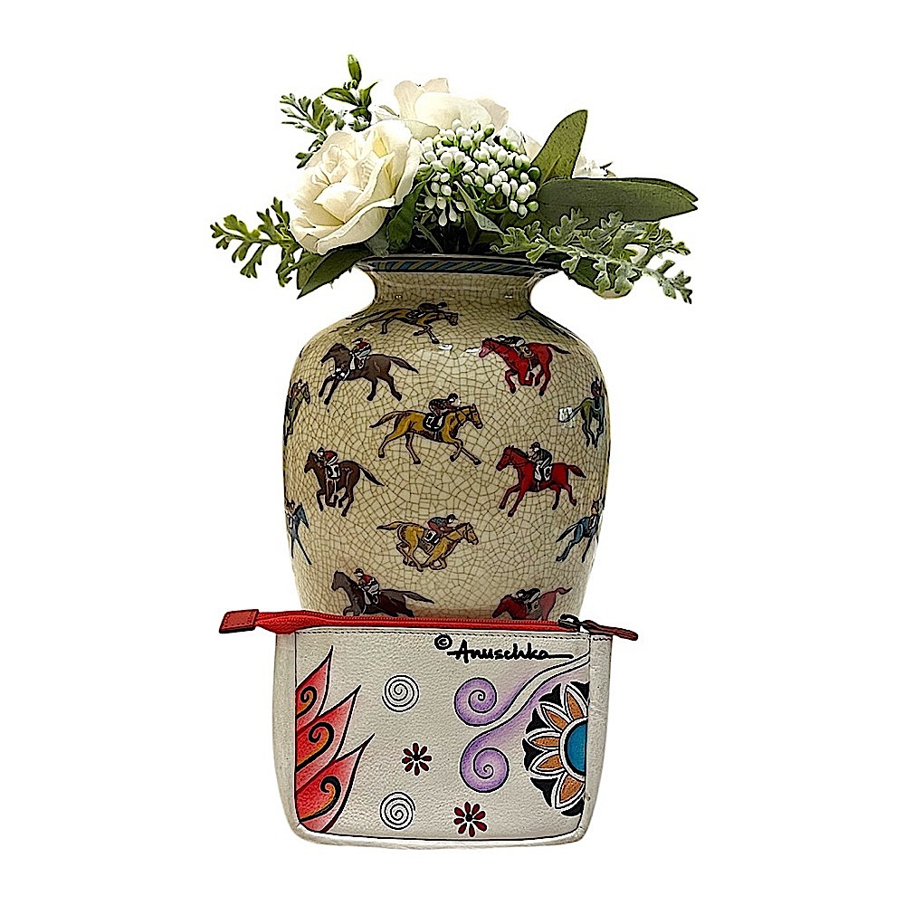 ANUSCHKA - WHITE RED YELLOW ORANGE GREEN FLORAL ELEPHANT COIN PURSE - Picture 9 of 9